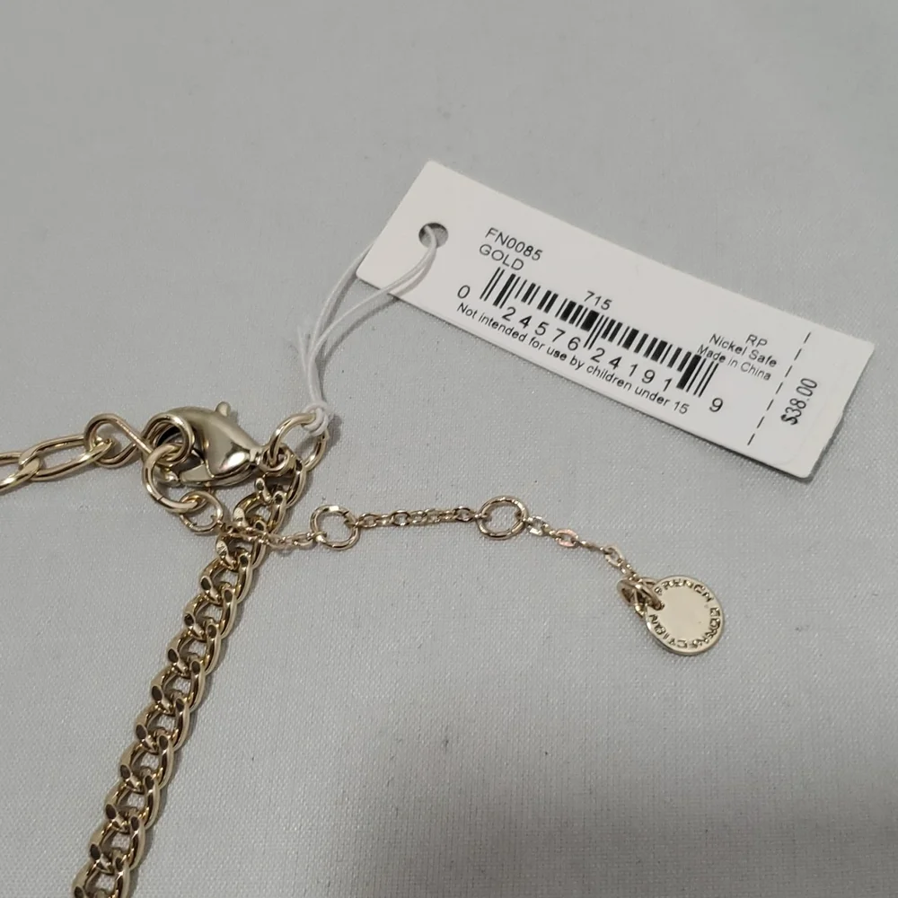 French connection gold mix chain pin  circle chain long necklace - Picture 6 of 6